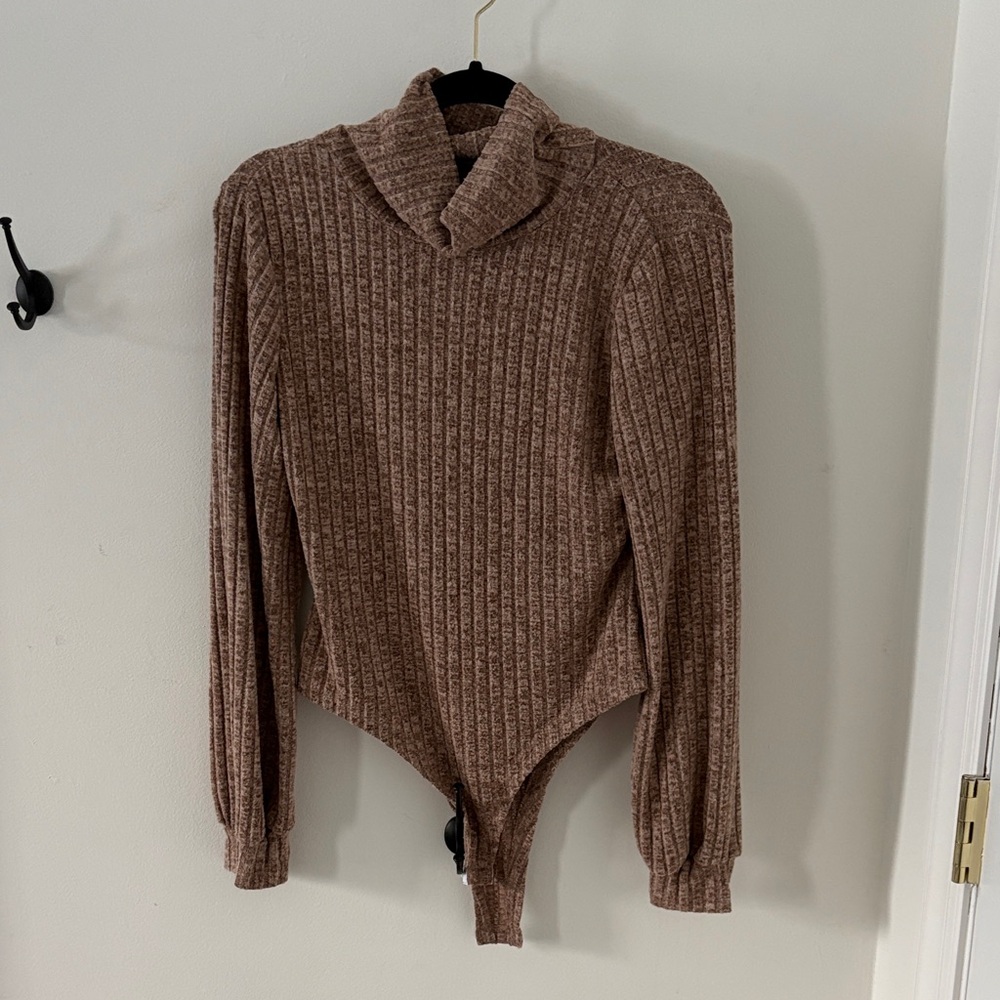 Brown “SHEIN” bodysuit, size large.
